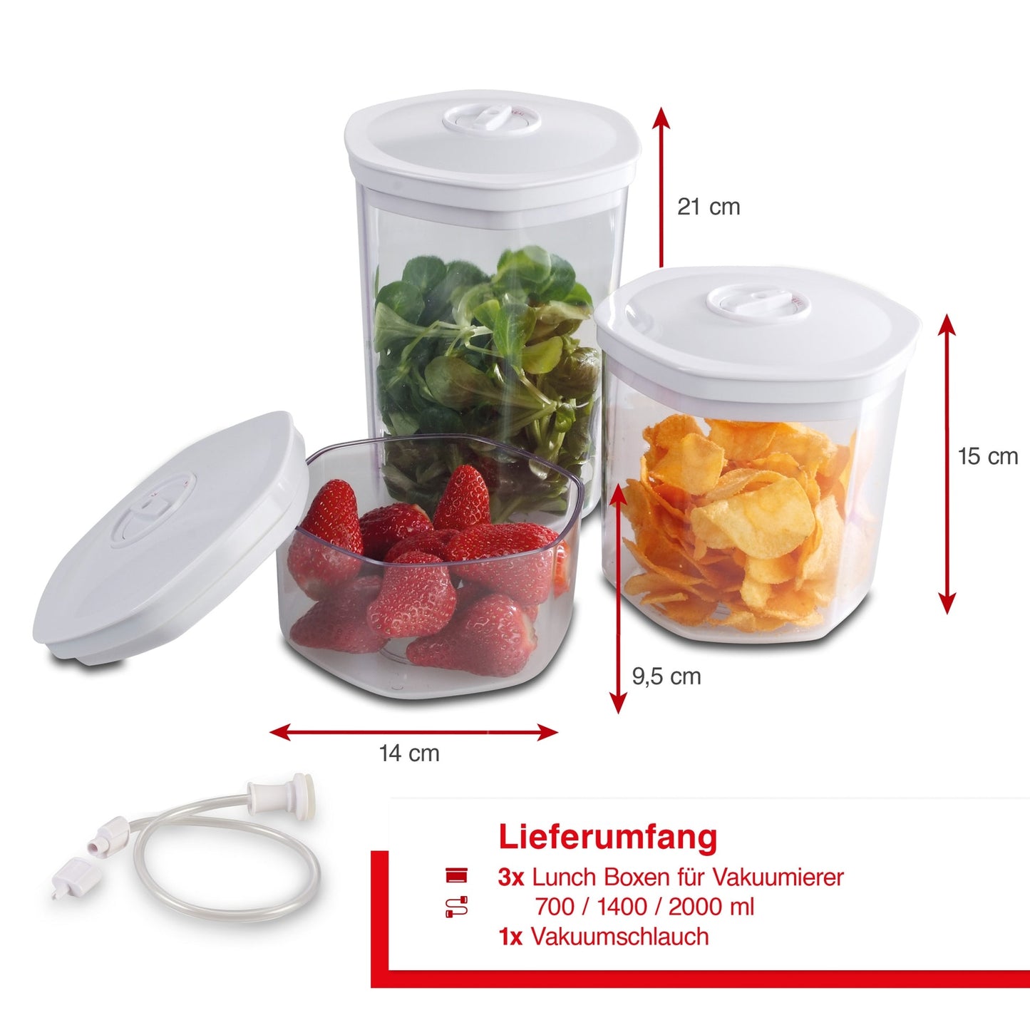 Solis Vakuumbehälter 3er-Set (700ml, 1.400ml & 2.000ml)