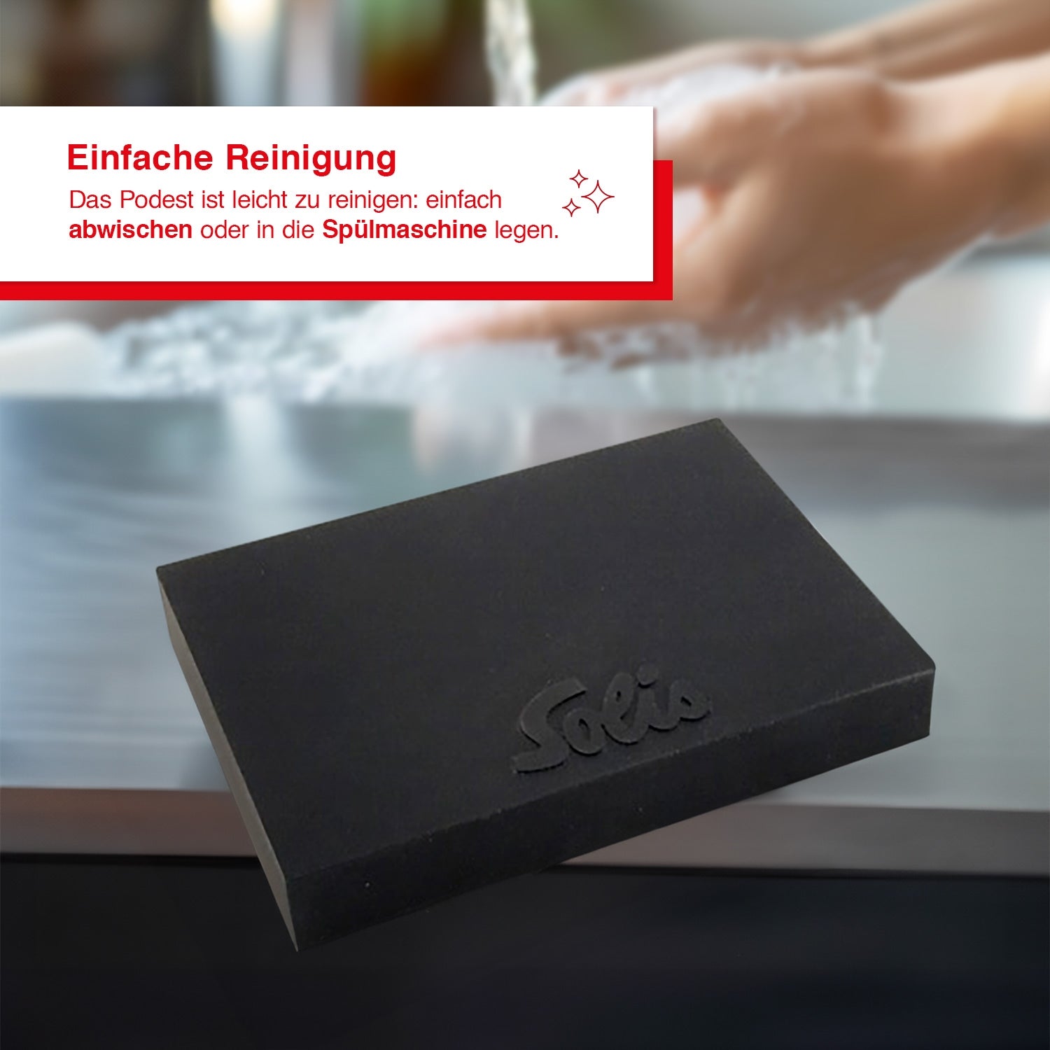 Solis Kaffee-Podest unter Wasserreinigung, leicht abzuwischen oder spülmaschinengeeignet.