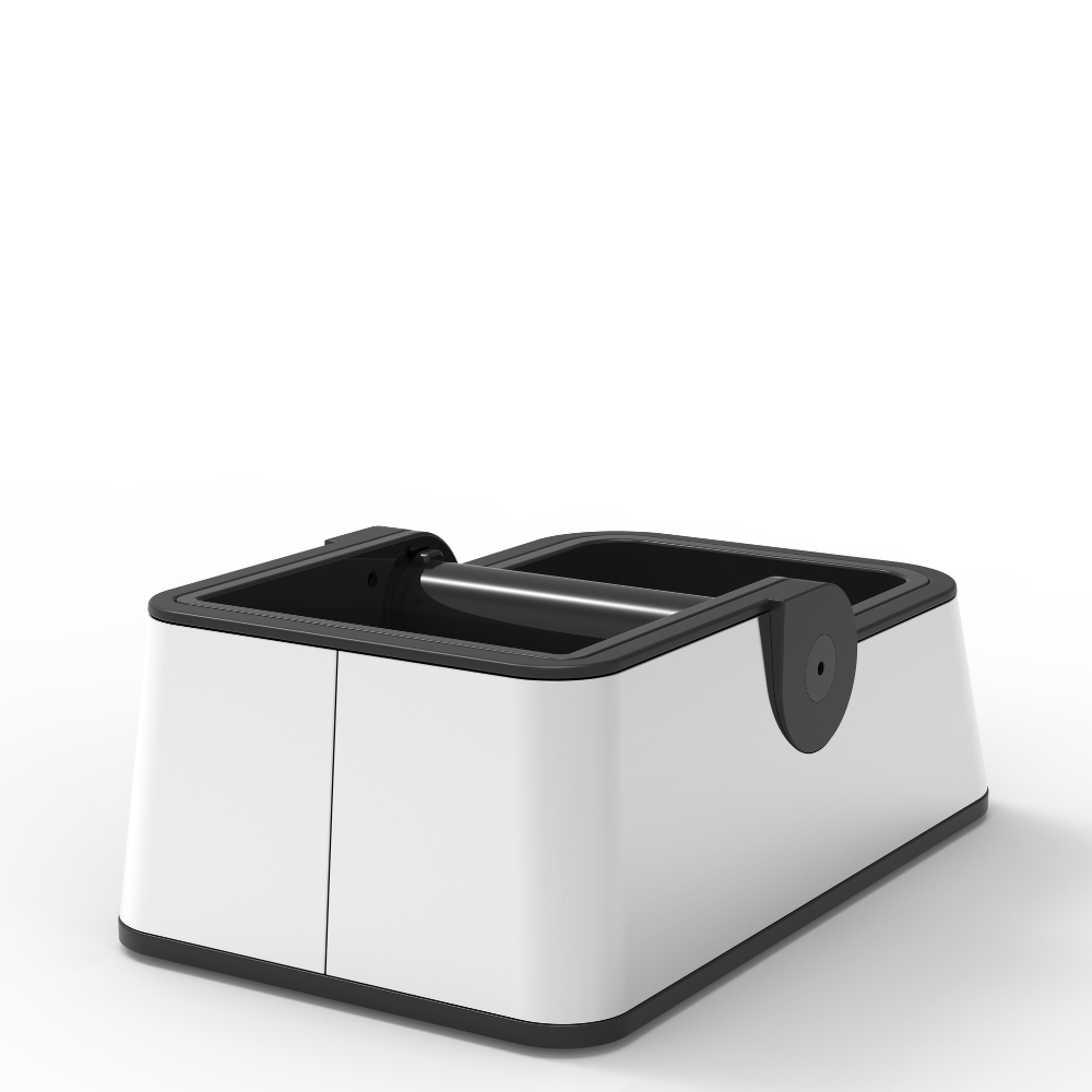 Rückansicht der Solis Perfetta Ausklopfschale aus Edelstahl