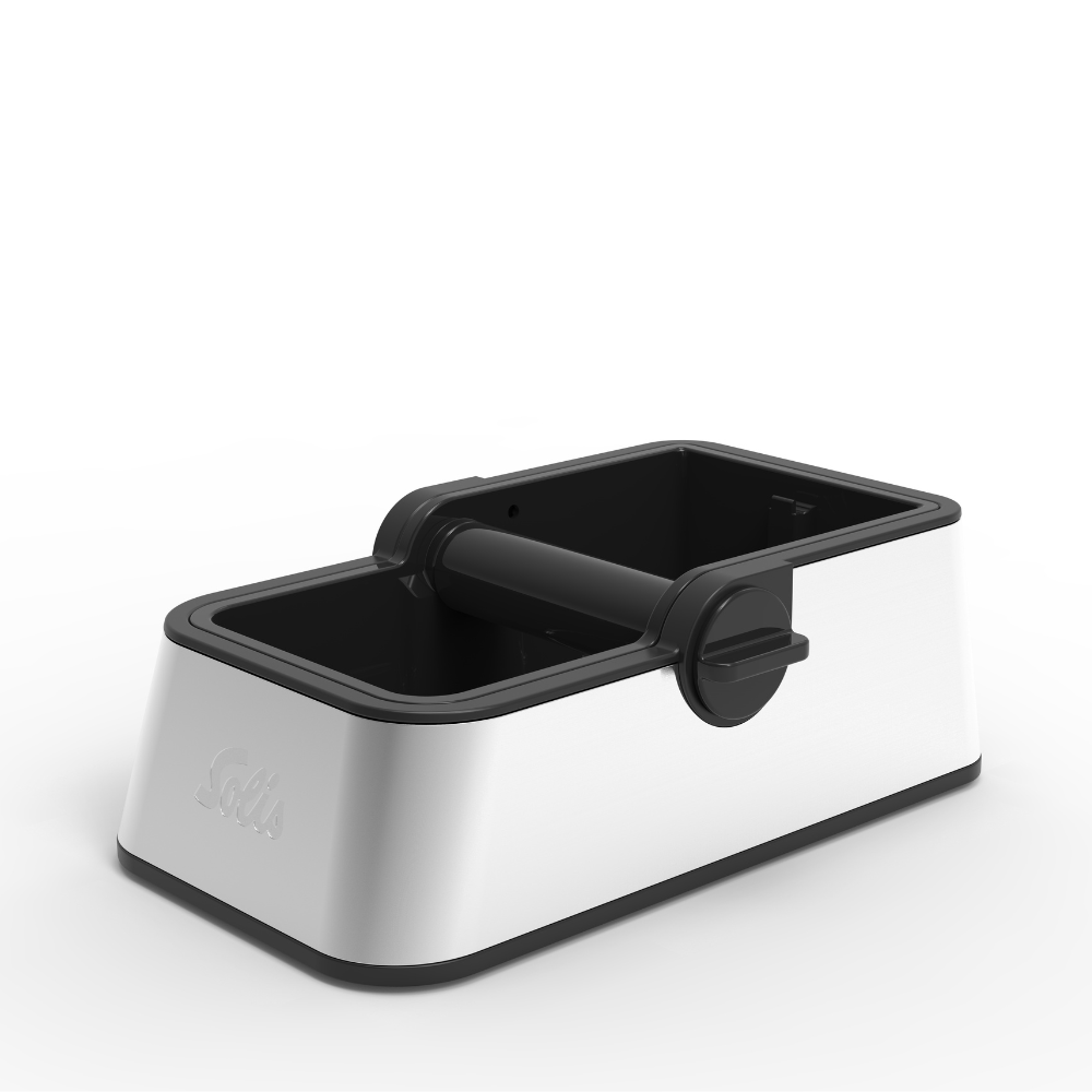 Schräge Seitenansicht der Solis Perfetta Ausklopfschale