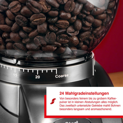 Detailansicht der 24 Mahlgradeinstellungen der Solis Scala Zero Static Kaffeemühle