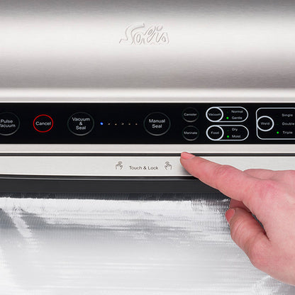 Bedienfeld des Solis Vac Prestige Maxi Vakuumierers mit Touch-Bedienung