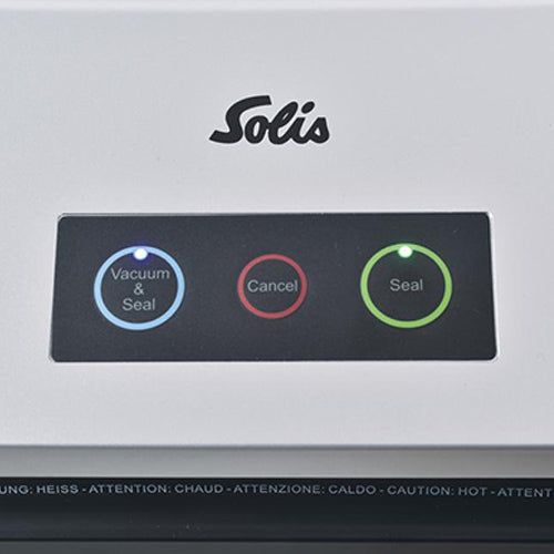 Bedienfeld des Solis Vac Smart Vakuumierers mit Tasten Vacuum & Seal, Cancel und Seal