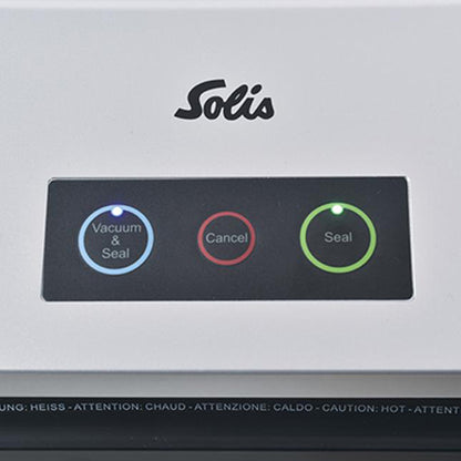 Bedienfeld des Solis Vac Smart Vakuumierers mit Tasten Vacuum & Seal, Cancel und Seal