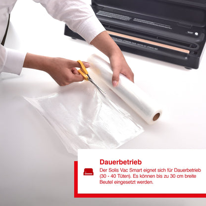 Solis Vac Smart Vakuumierer – Zuschneiden von Vakuumbeuteln aus der Rolle für den Dauerbetrieb