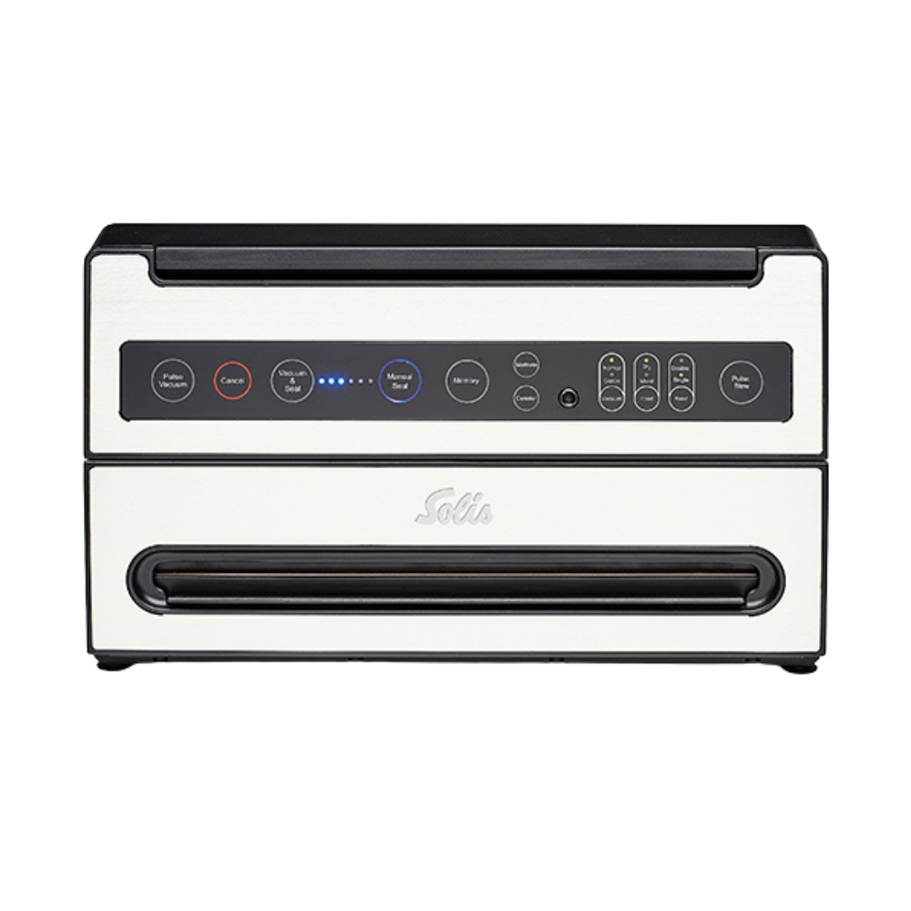 Frontansicht des Solis VertiVac Vakuumierers mit LED-Anzeige