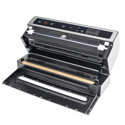 Geöffneter Solis VertiVac Vakuumierer mit sichtbarer Versiegelungskammer